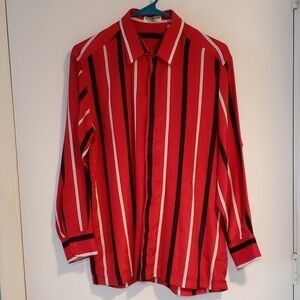 Loris Azzaro Red Black and White Button Shirt.